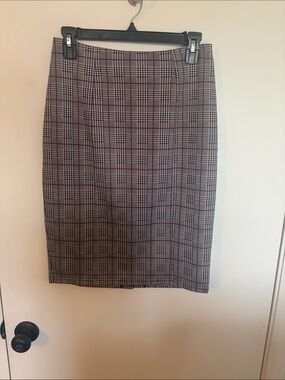 Plaid Pencil Skirt - Black & Cream